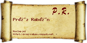 Práz Rabán névjegykártya